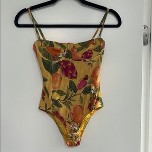FARM Rio Yellow Floral Ribbed Bodysuit